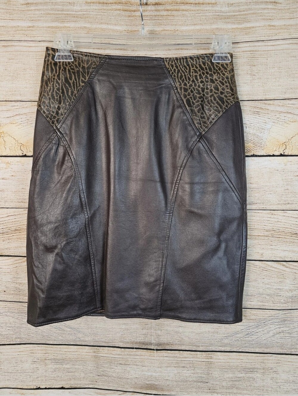 Vintage La Nouvelle Renaissance Lined Brown Leather Skirt Size 6